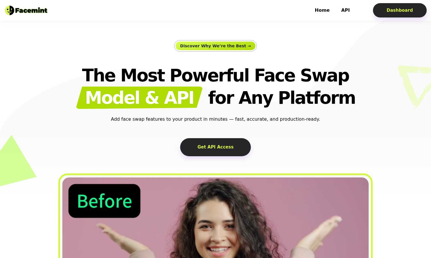 Facemint application interface and features