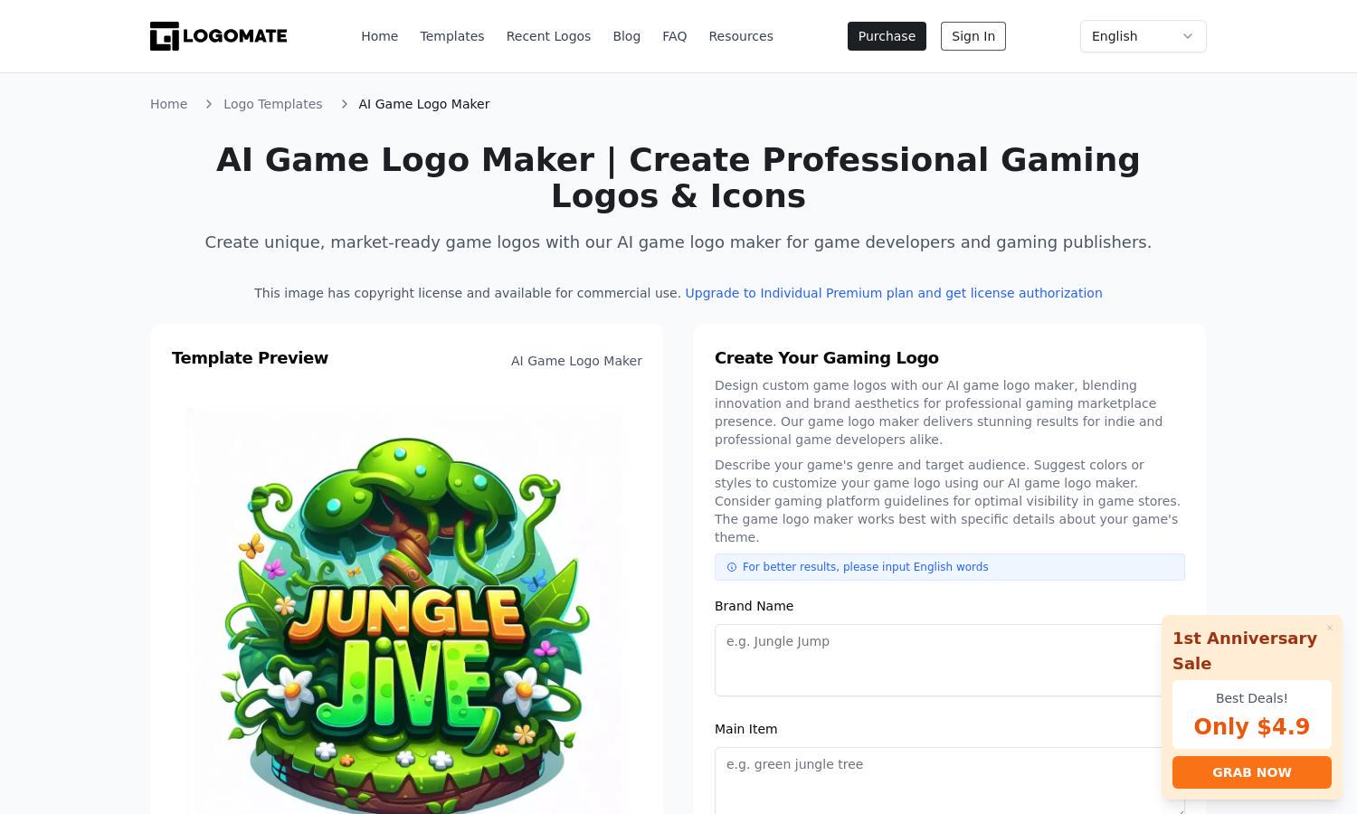 AI Game Logo Maker Website