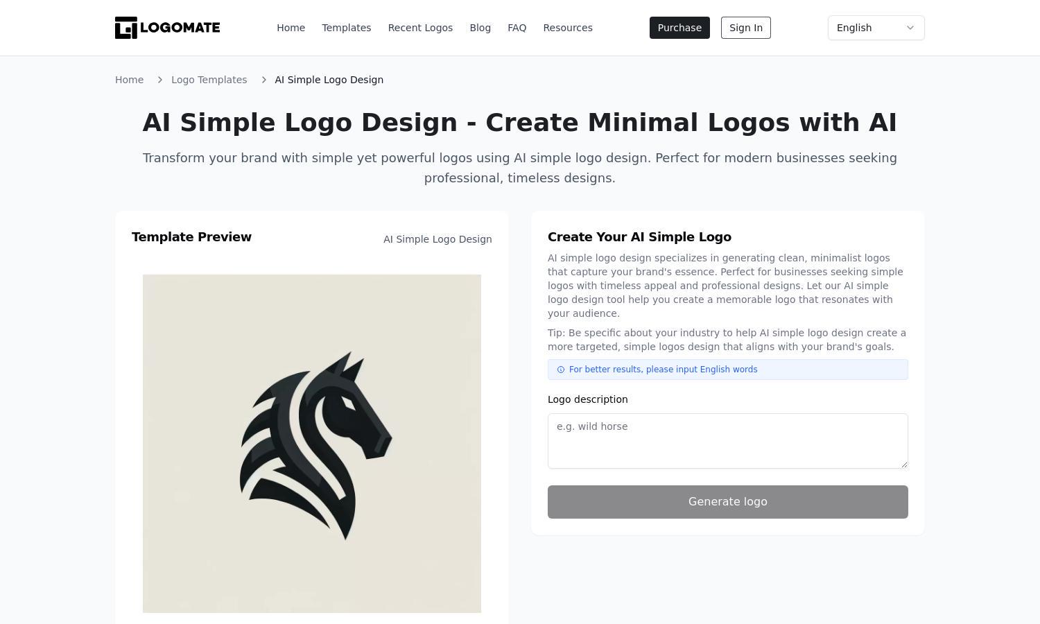 AI Simple Logo Design Website