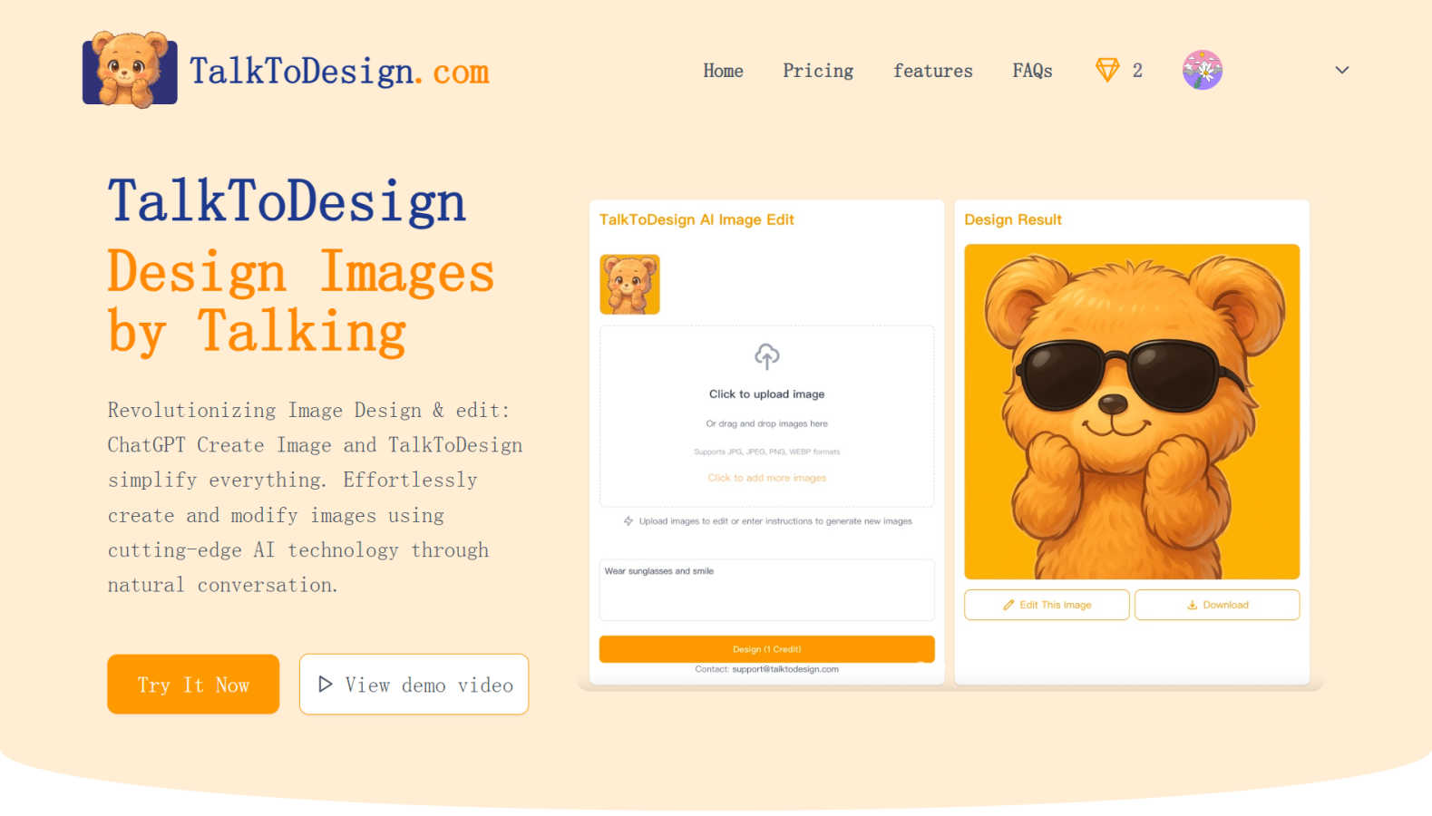 TalkToDesign application interface and features