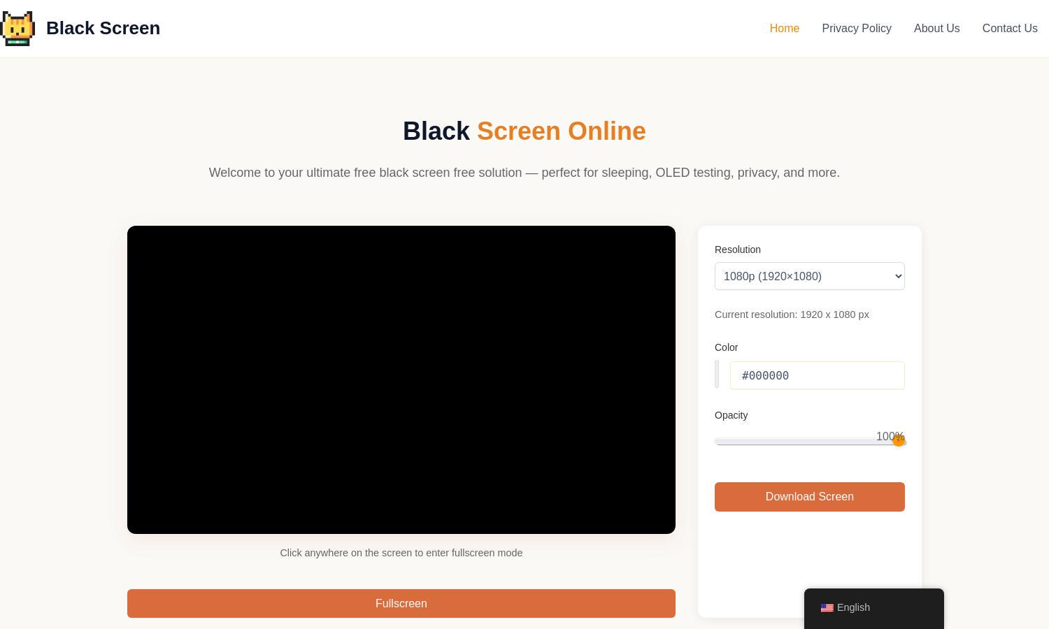 Black Screen Website