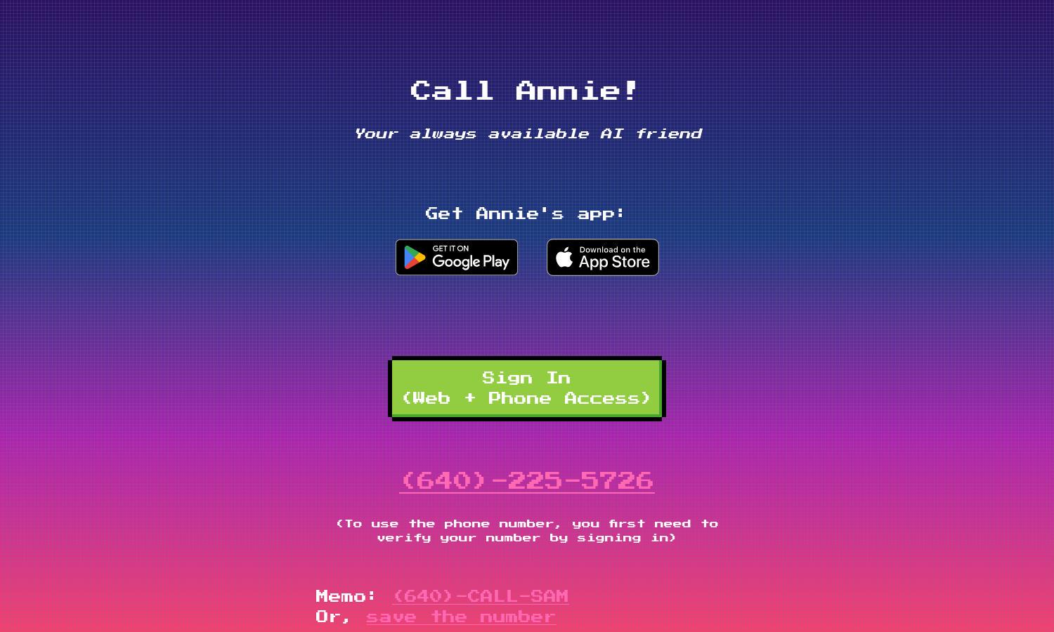 Call Annie Website