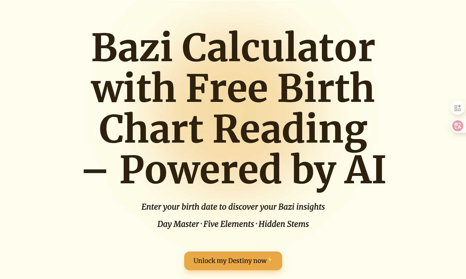 Bazi Calculator Powered by AI application interface and features