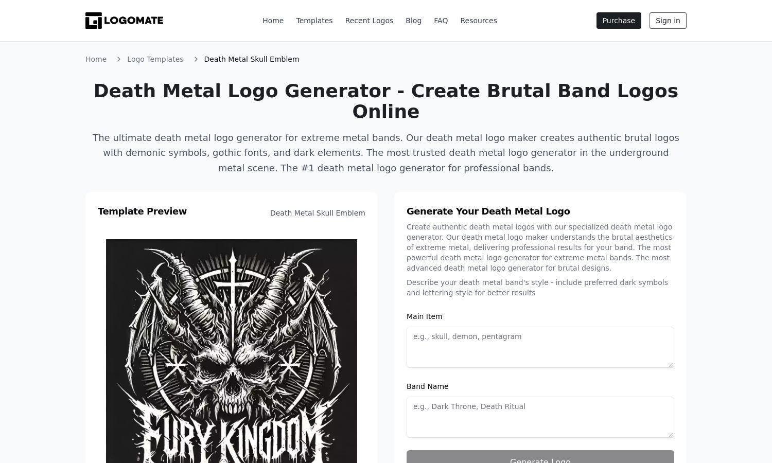 Death Metal Logo Generator Website