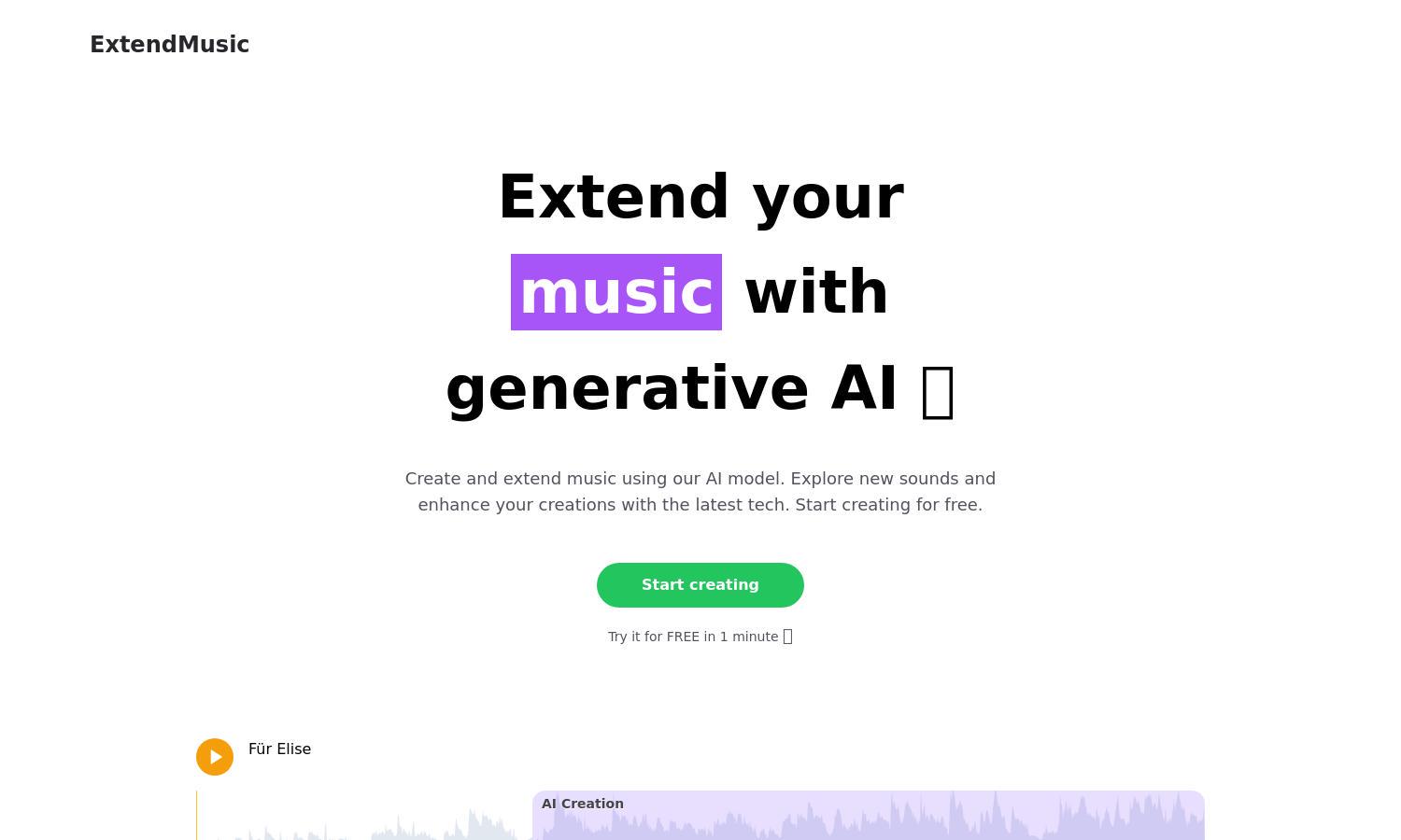 ExtendMusic.AI Website