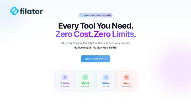 Filator application interface and features