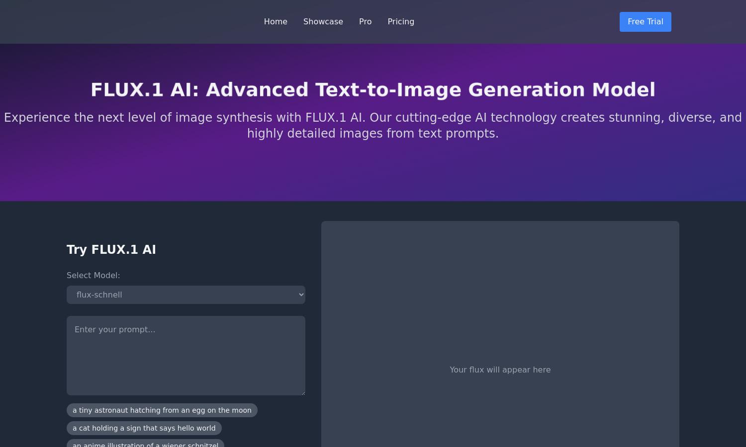 FLUX.1 AI: Ultimate Text-to-Image Generator Model Website