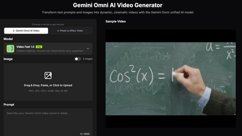 Gemini Omni AI Video Generator application interface and features