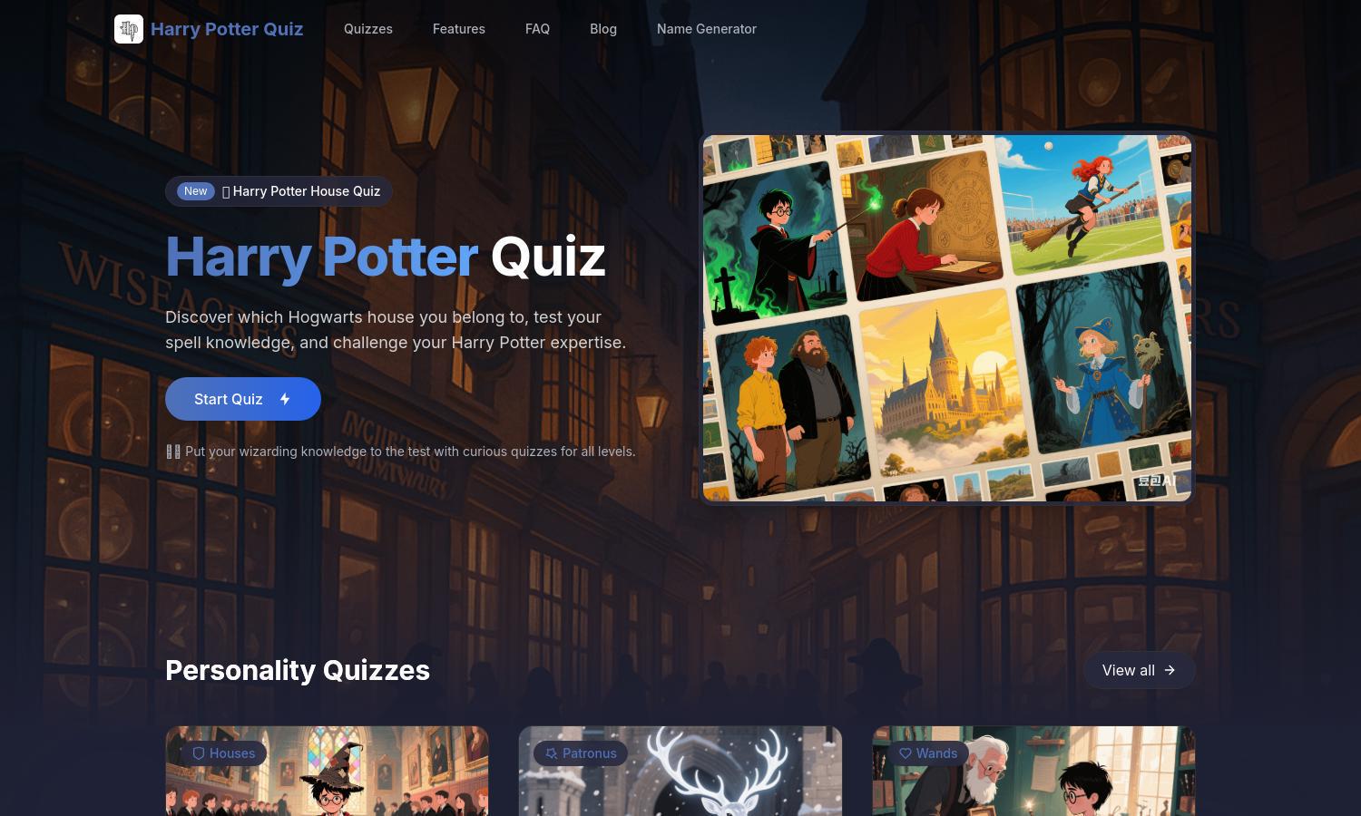 Harry Potter Quiz Website
