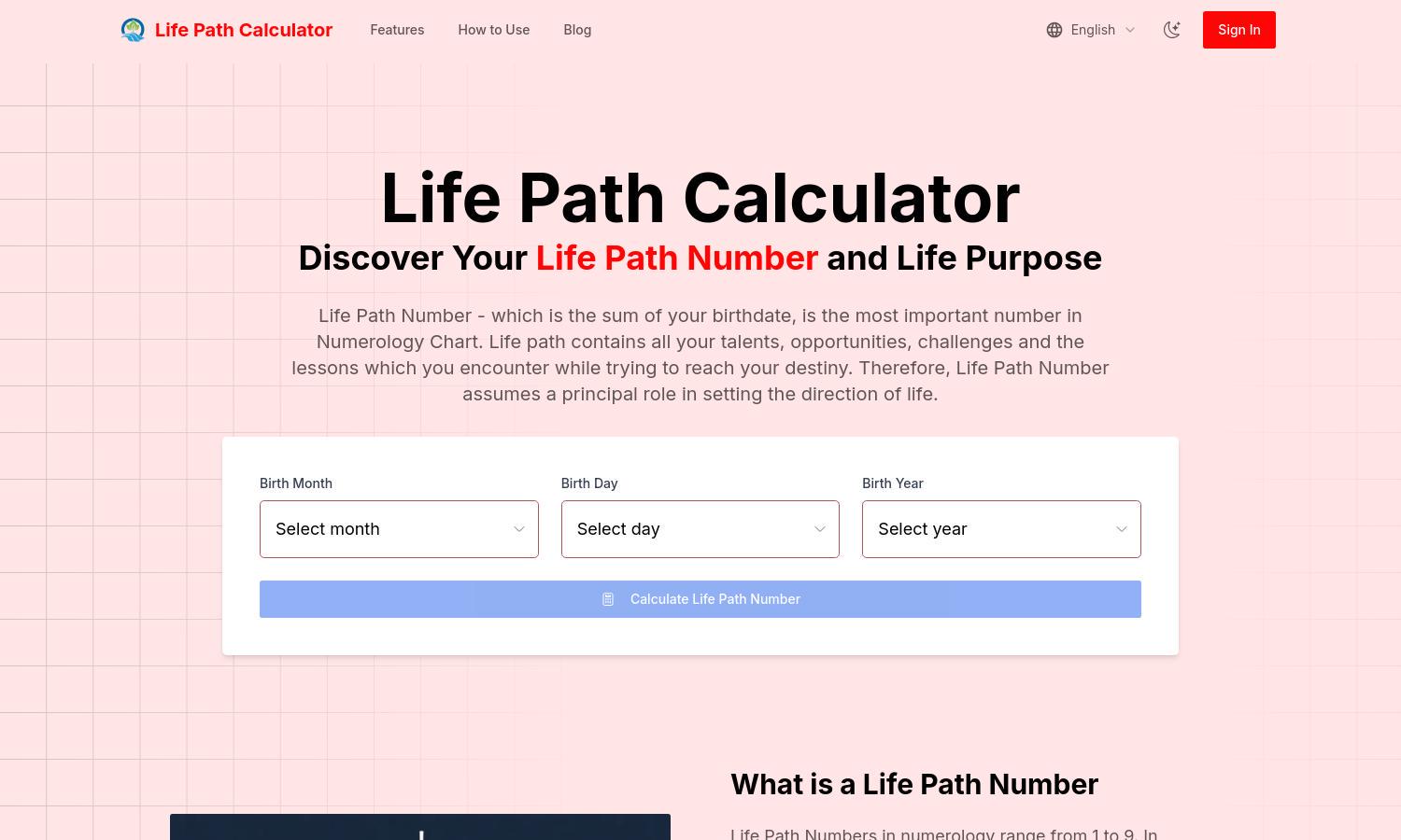 Life Path Calculator Website
