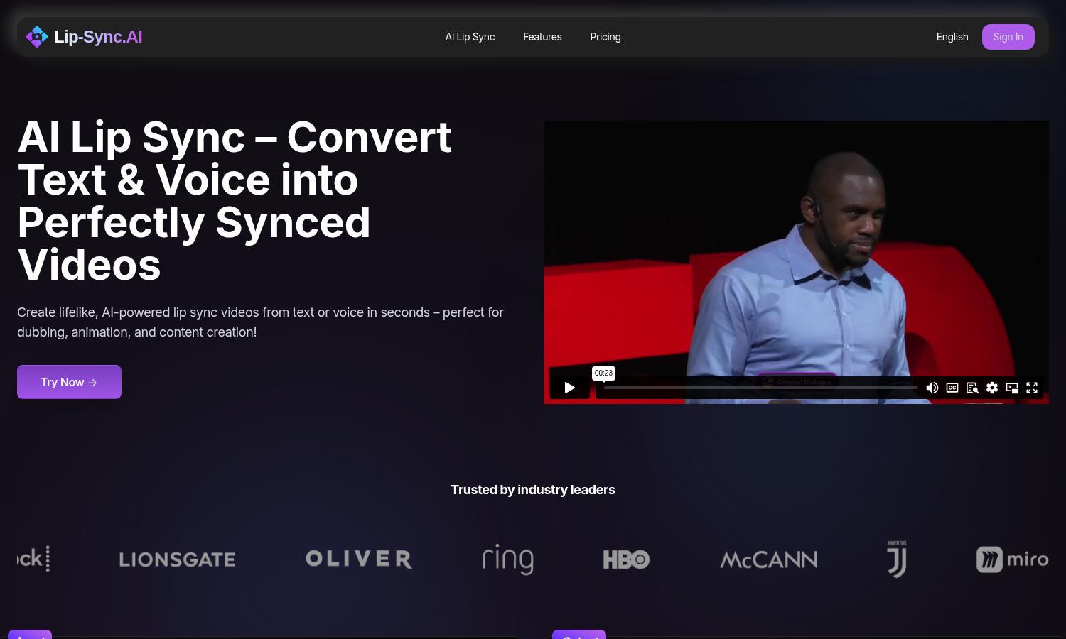 Lip-Sync.AI Website
