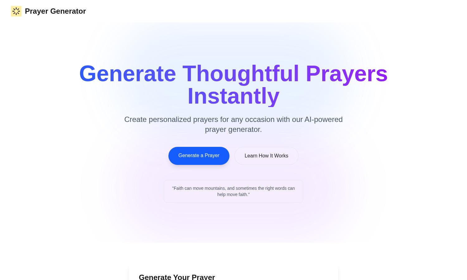 Prayer Generator Website