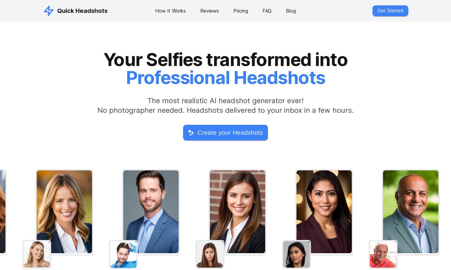 Quick Headshots Website