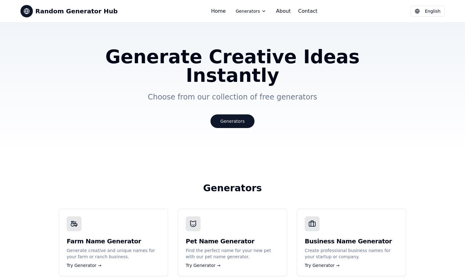 Random Generator Hub Website