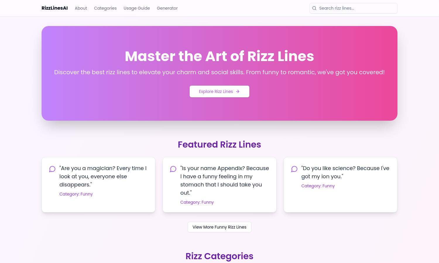 RizzLinesAI Website