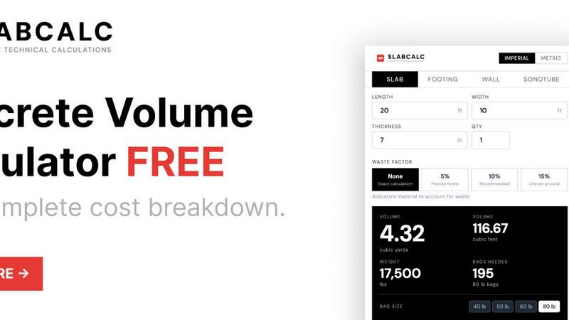 SLABCALC application interface and features