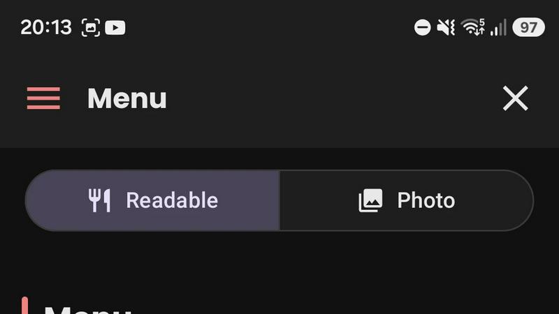 What's on the menu application interface and features